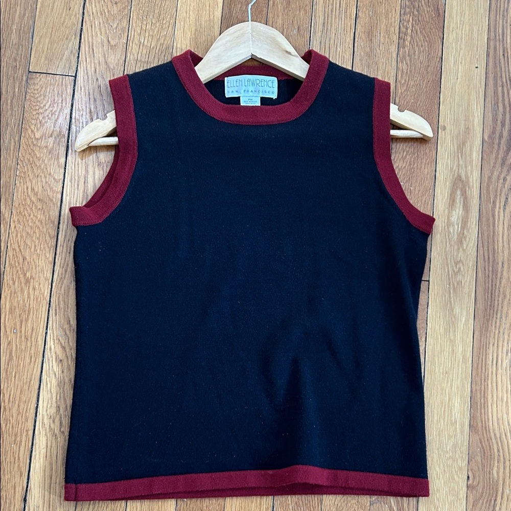 classic Navy with Red Trim Women's Sweater Vest
